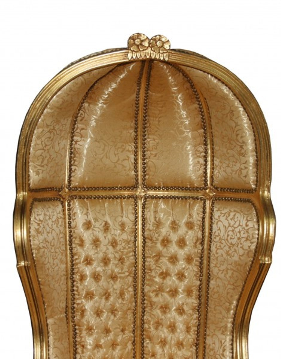 Barock Thron Sessel Victory Gold Muster / Gold - Balloon Chair -Thron Stuhl Tron