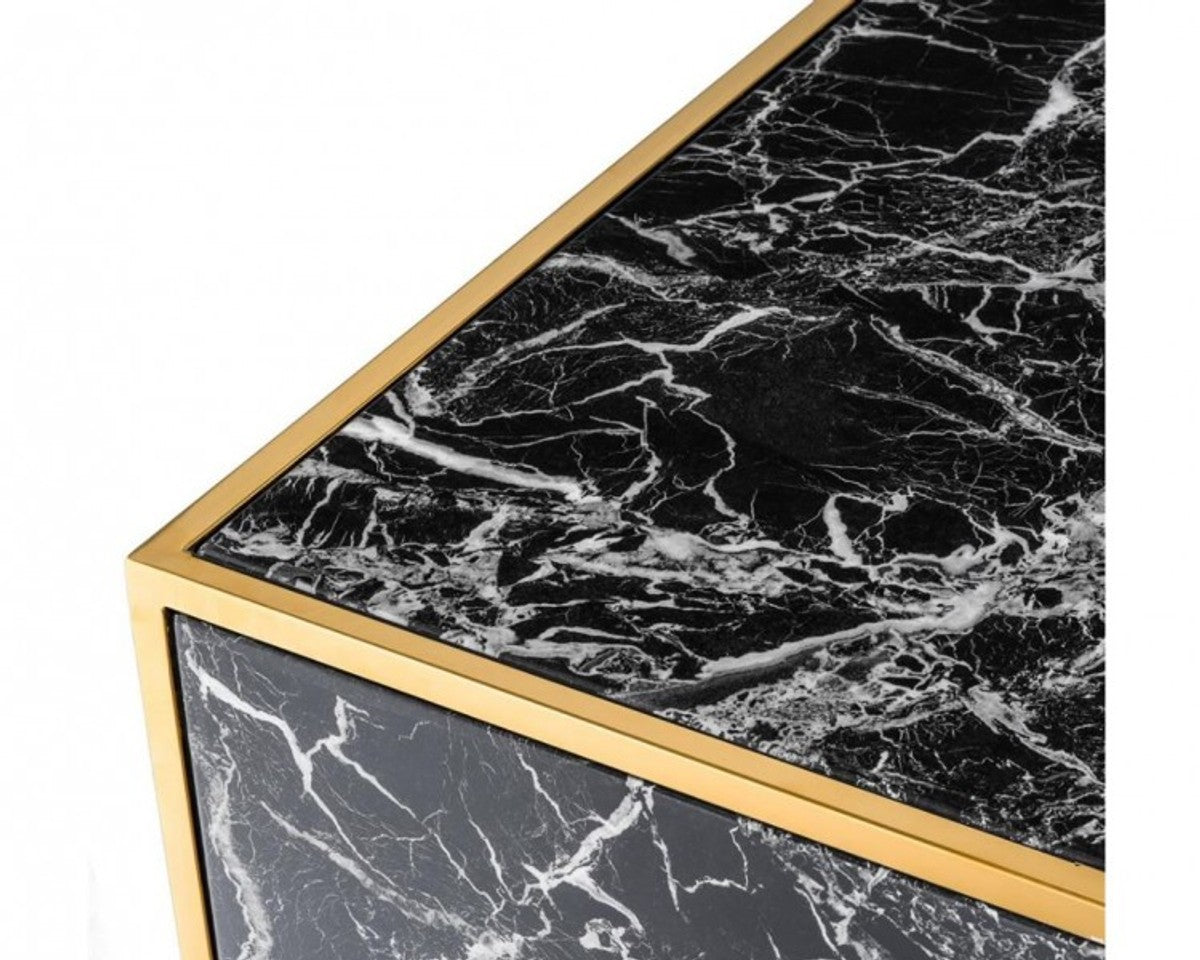 Art Deco Luxus Couchtisch Kunstmarmor Gold finish 4er Set - Wohnzimmer Salon Tisch - Luxus Möbel