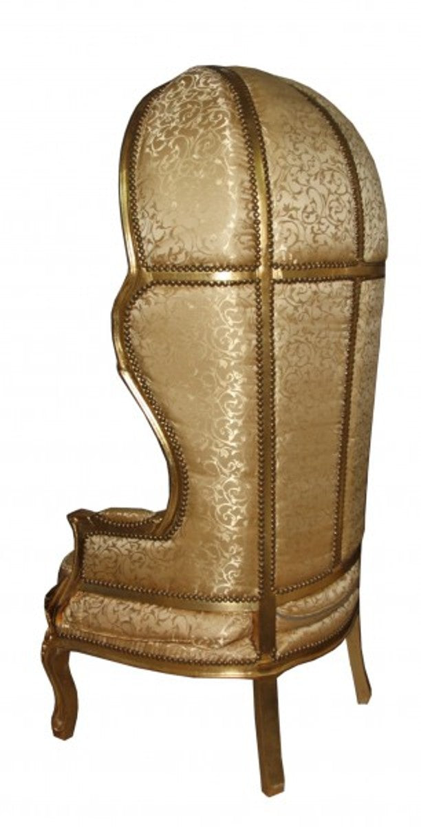 Barock Thron Sessel Victory Gold Muster / Gold - Balloon Chair -Thron Stuhl Tron