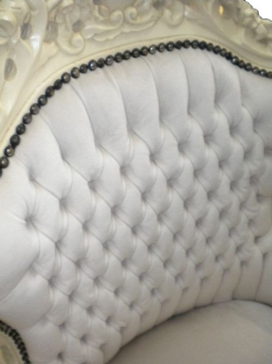 Barock Sessel King Creme/Creme Samtstoff