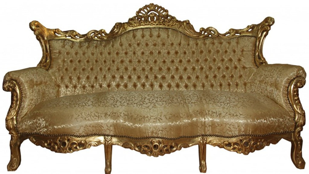 Barock Sofa 3er Master Gold Muster /Gold- Antik Möbel