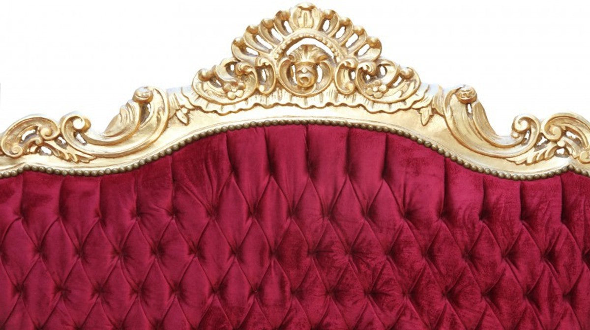 Barock Wohnzimmer Set Master Bordeaux Rot/ Gold - 3er Sofa+2er Sofa + 1 Sessel
