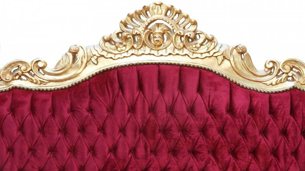 Barock Wohnzimmer Set Master Bordoaux Rot/ Gold - 3er Sofa+2er Sofa + 1 Sessel