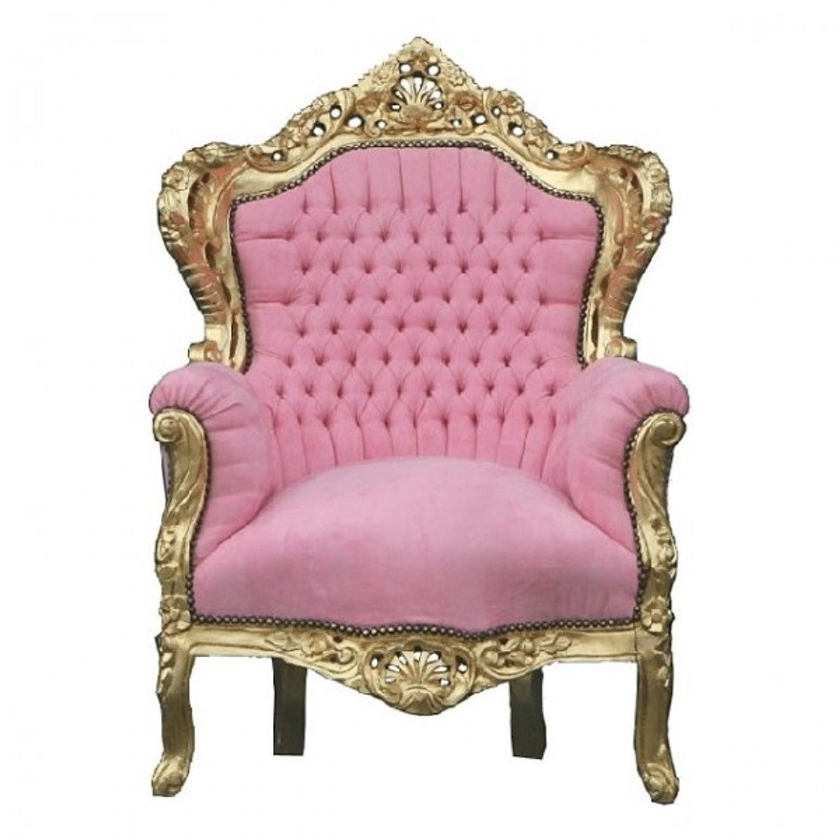 Barock Sessel King Rosa/Gold - Möbel Antik Stil