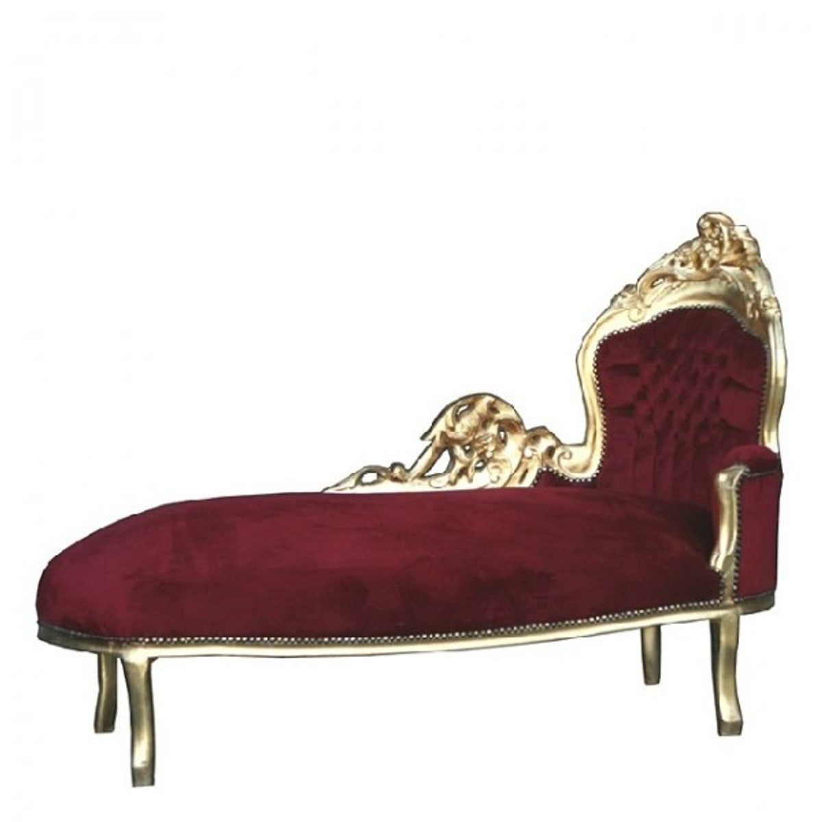 Barock Chaiselongue King Bordeaux/Gold - Recamiere Wohnzimmer Liege