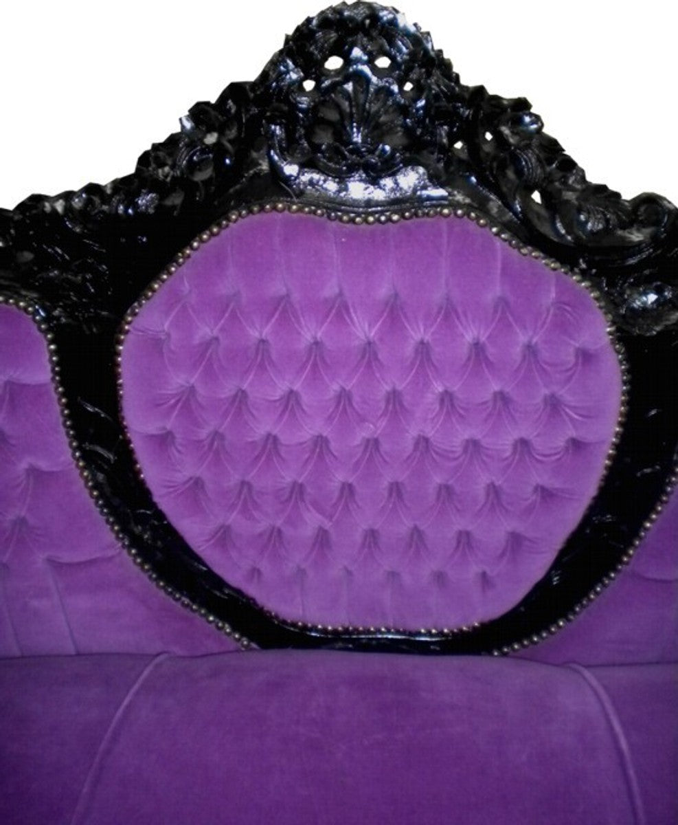 Barock Sofa Garnitur King Lila/Schwarz