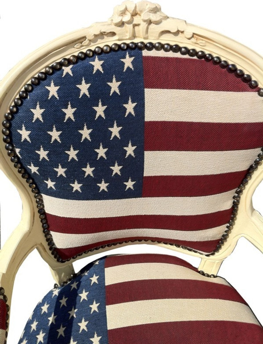 Barock Salon Stuhl USA Design / Creme