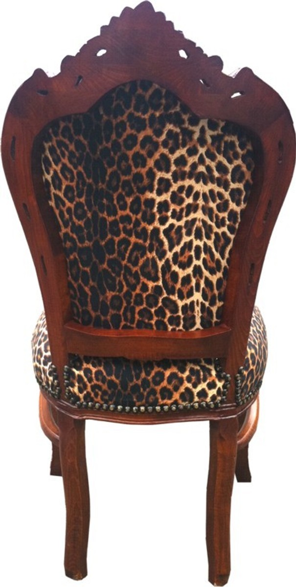 Barock Esszimmer Stuhl Leopard / Braun