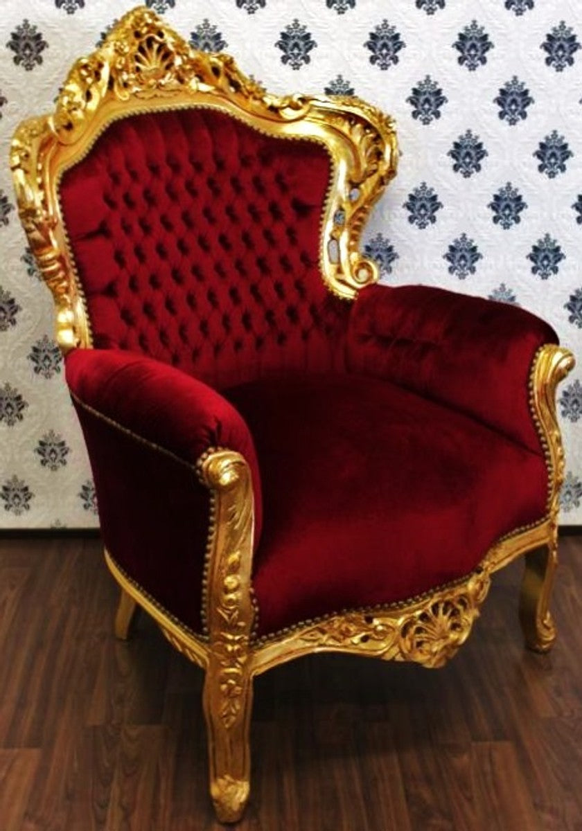 Barock Sessel King Bordeaux/Gold - Möbel Antik Stil