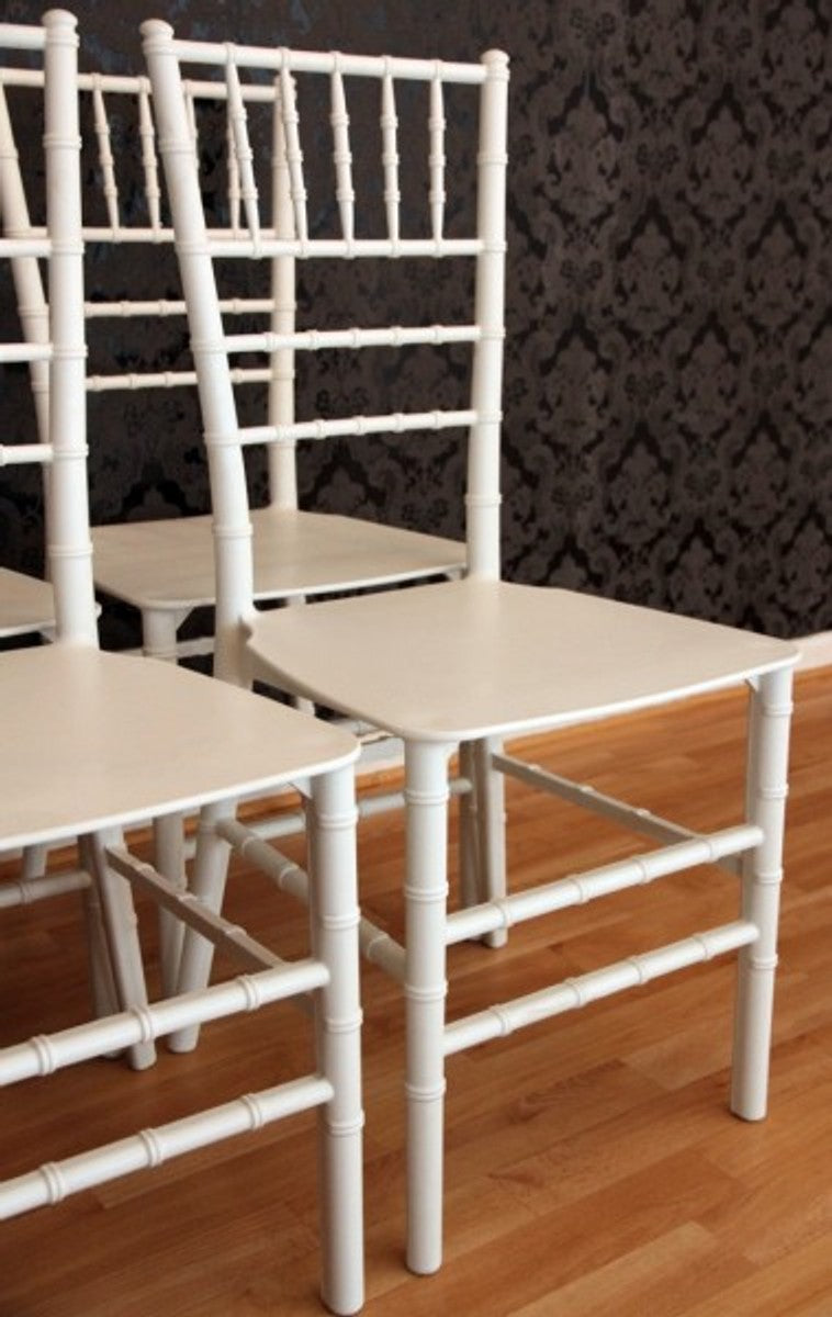 4er Set Designer Acryl Stuhl Weiß - Ghost Chair Möbel Designer Möbel - Polycarbonat Stühle