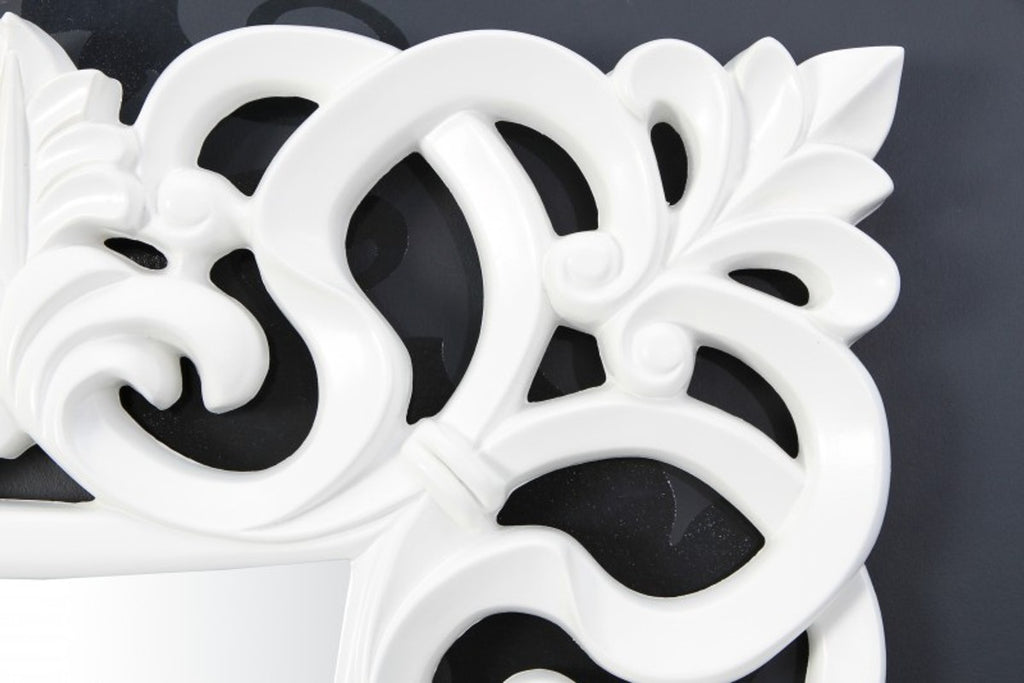 Barock Wandspiegel Weiss Antik, Höhe 76 cm, Breite 76 cm, Edel & Prunkvoll