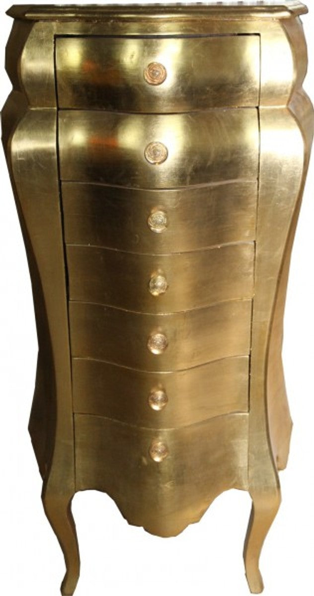 Barock Kommode Gold 130.5 x 68 x 49 cm - Handgefertigt aus Massivholz