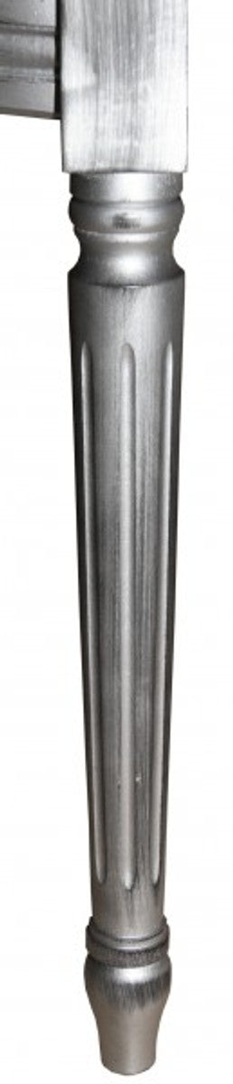 Barock Esszimmer Stuhl Schwarz / Silber - Designer Stuhl - Luxus Qualität