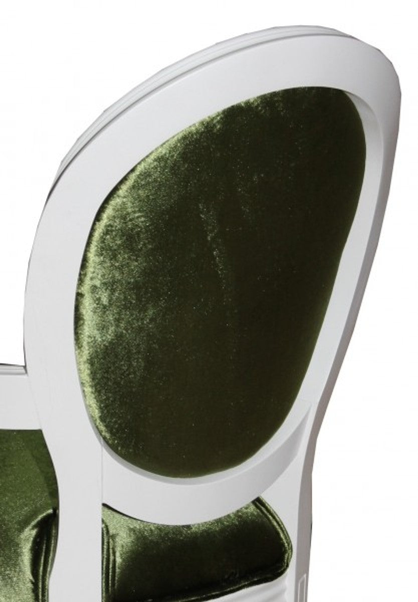 Barock Esszimmer Stuhl mit Armlehne Grün / Weiß - Designer Stuhl - Luxus Qualität