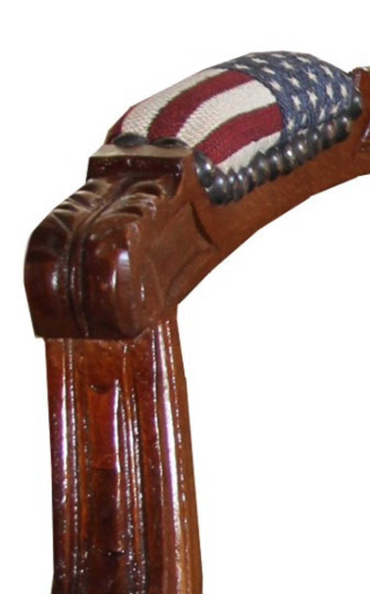 Barock Salon Stuhl USA Design / Mahagoni Braun - USA Stil