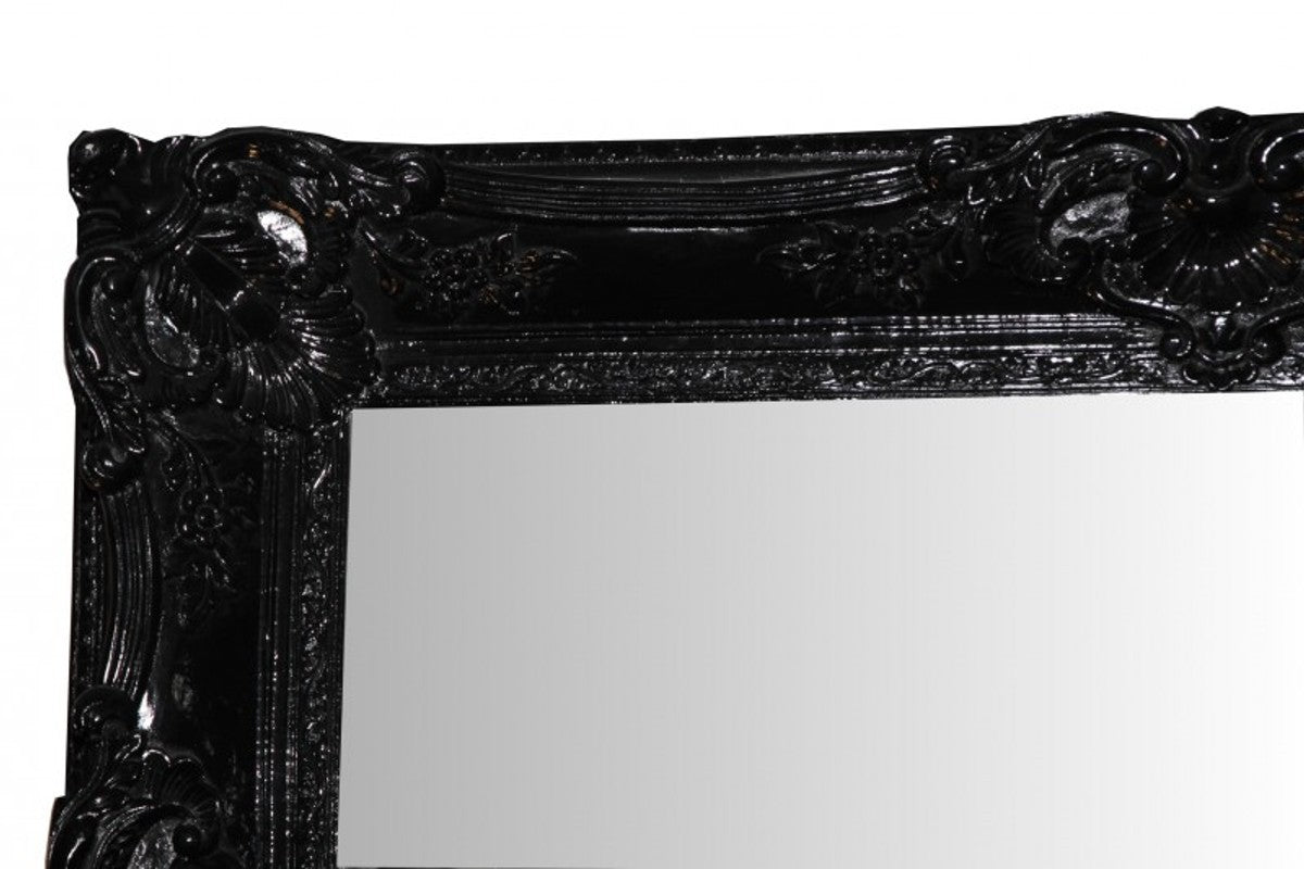 Barock Wandspiegel Schwarz Klavierlack - Edel & Prunkvoll