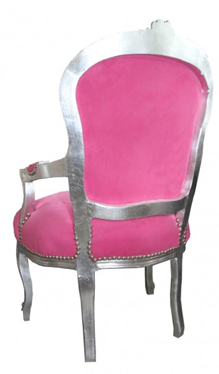 Barock Salon Stuhl Mod1 Rosa / Silber - Antik Design