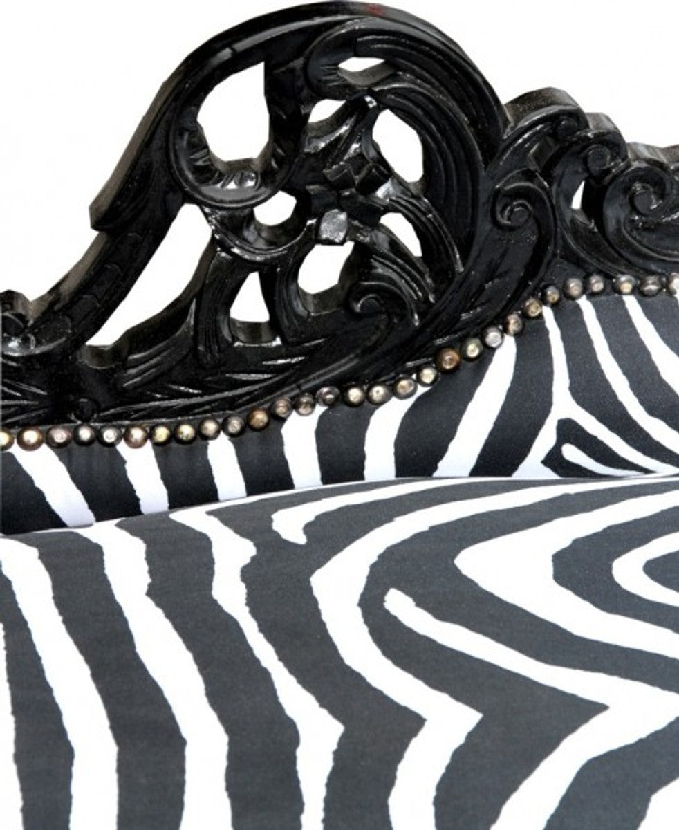 Barock Chaiselongue Zebra / Schwarz - Möbel Lounge Liege Recamiere