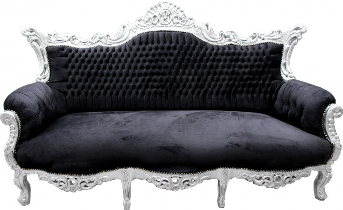Barock Sofa Master Schwarz / Silber - Möbel Couch Lounge