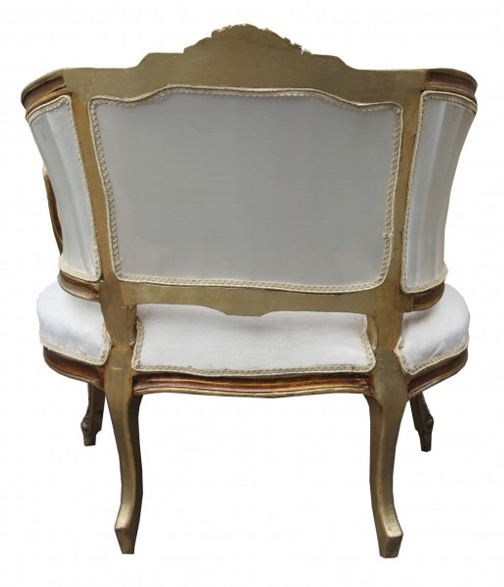 Barock Salon Sessel Creme/ Gold/Brown - Cocktailsessel