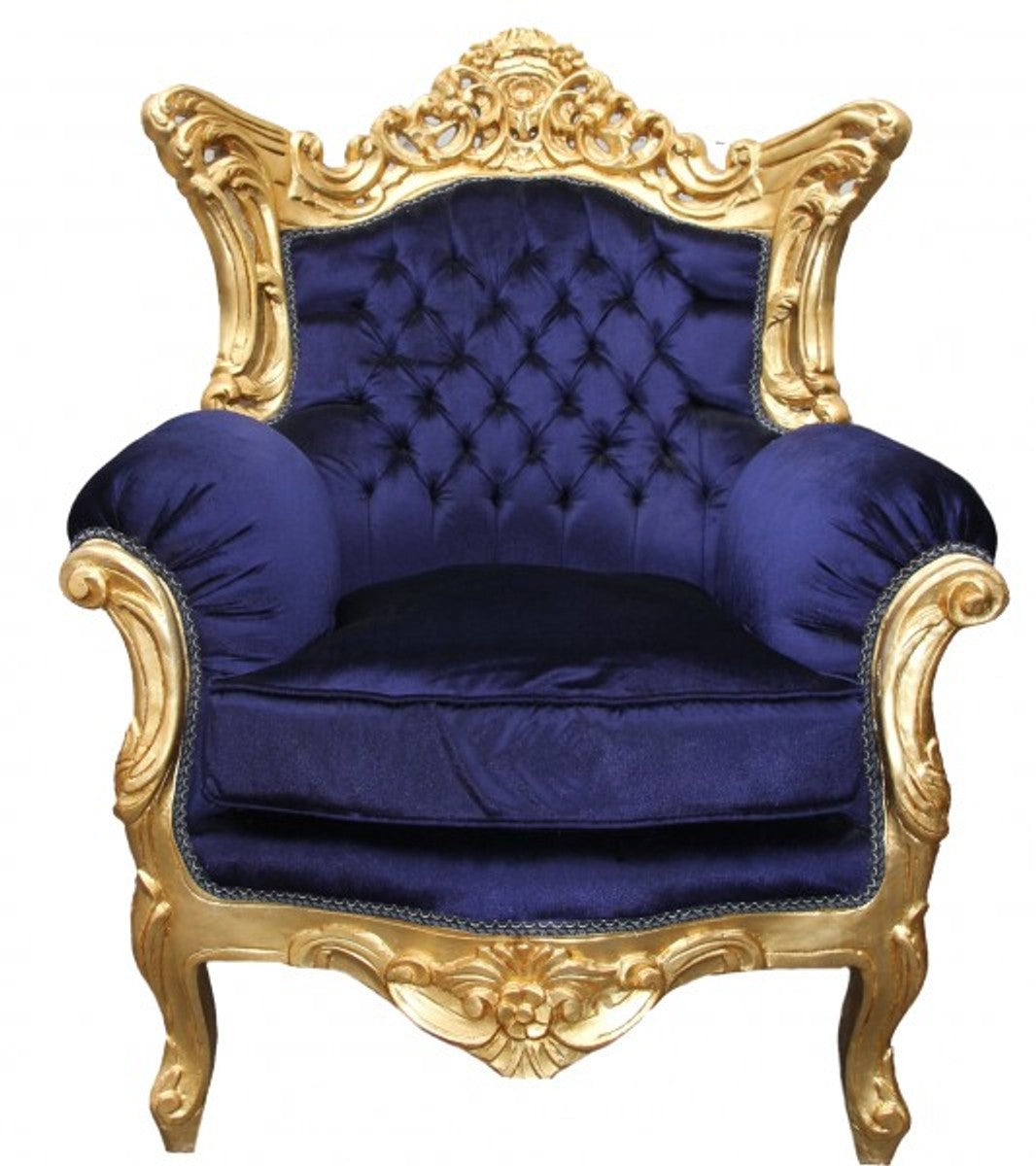 Barock Wohnzimmer Set Royal Blau /Gold - 3er Sofa+2er Sofa + 1 Sessel