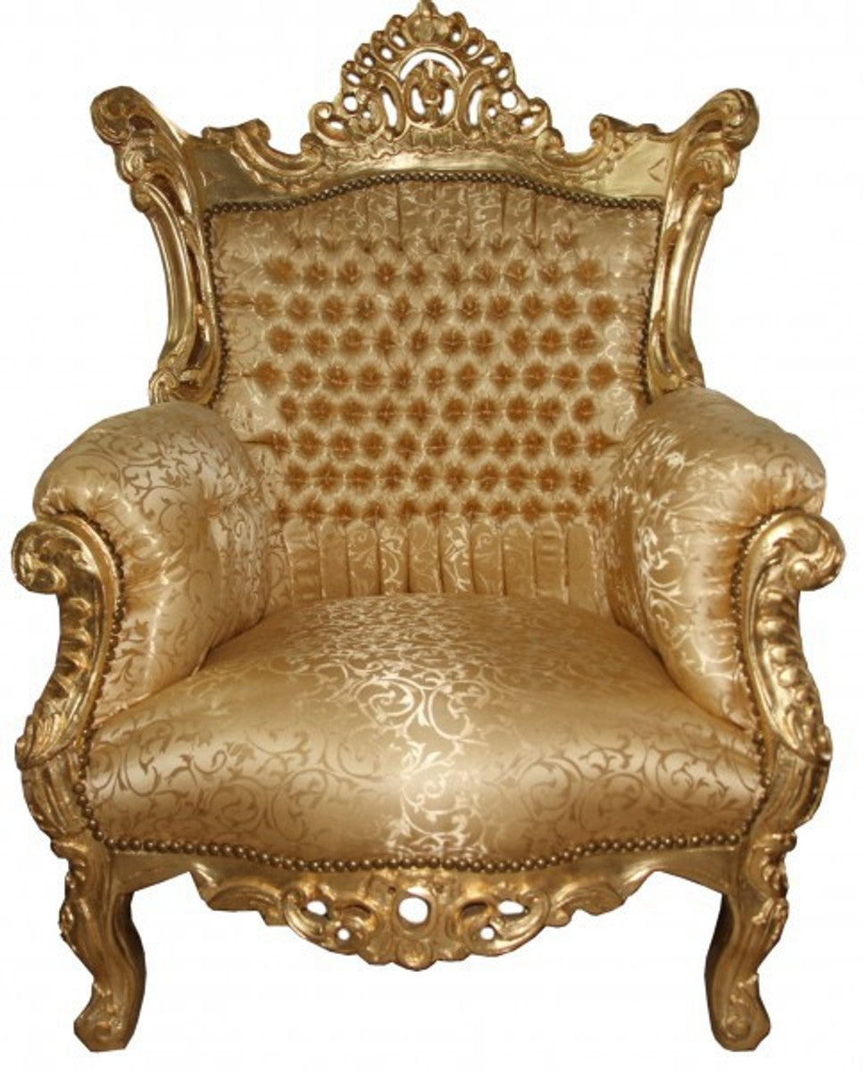 Barock Sessel Al Capone Mod 2 Gold Muster / Gold Möbel Antik Stil