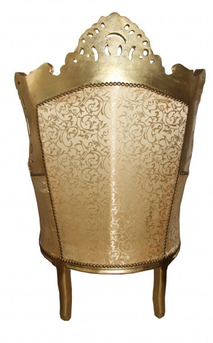 Barock Sessel Al Capone Mod 2 Gold Muster / Gold Möbel Antik Stil