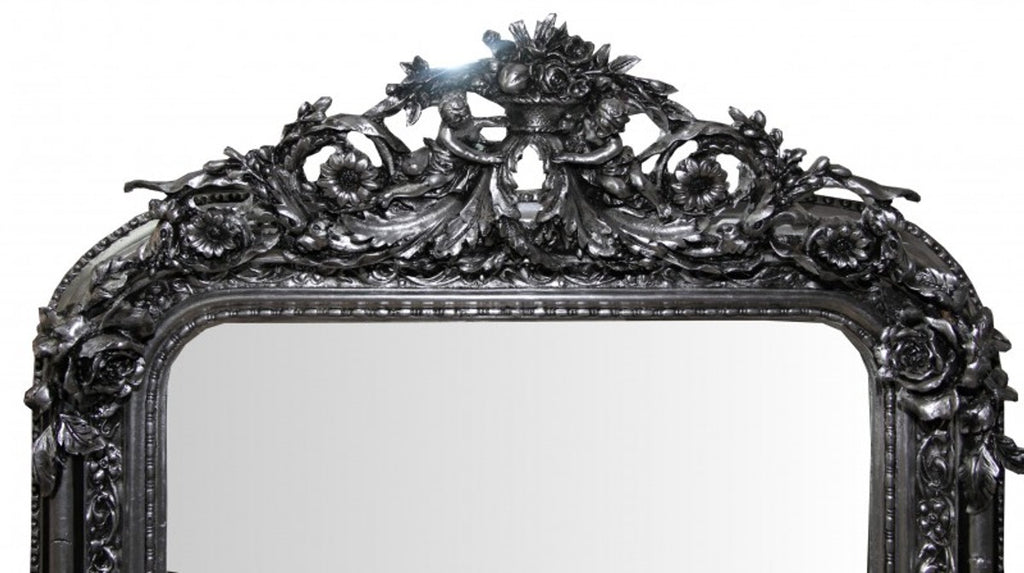 Barock Wandspiegel Silber Antik-Look Höhe 159 cm, Breite 89 cm - Edel & Prunkvoll