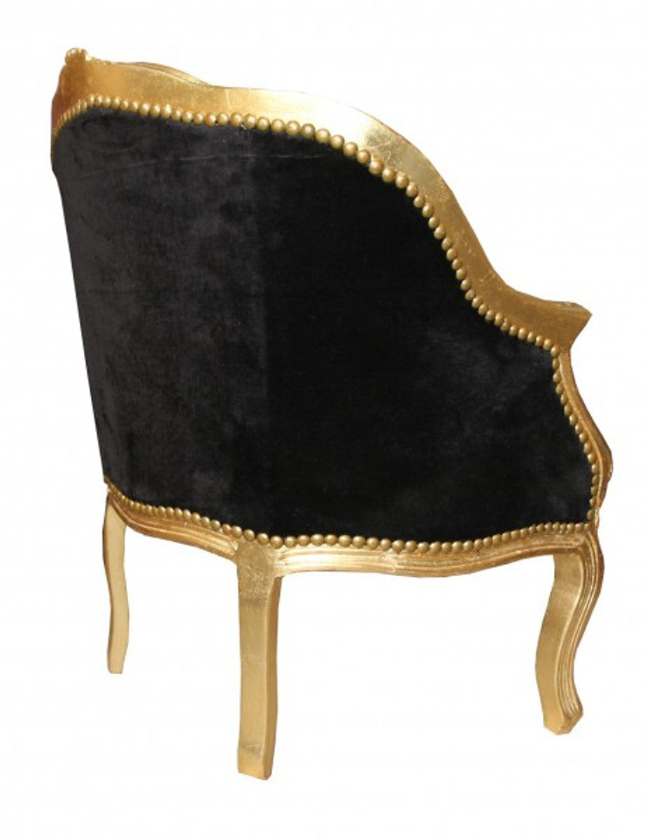 Barock Damen Salon Sessel Schwarz/ Gold - Möbel Antik Stil