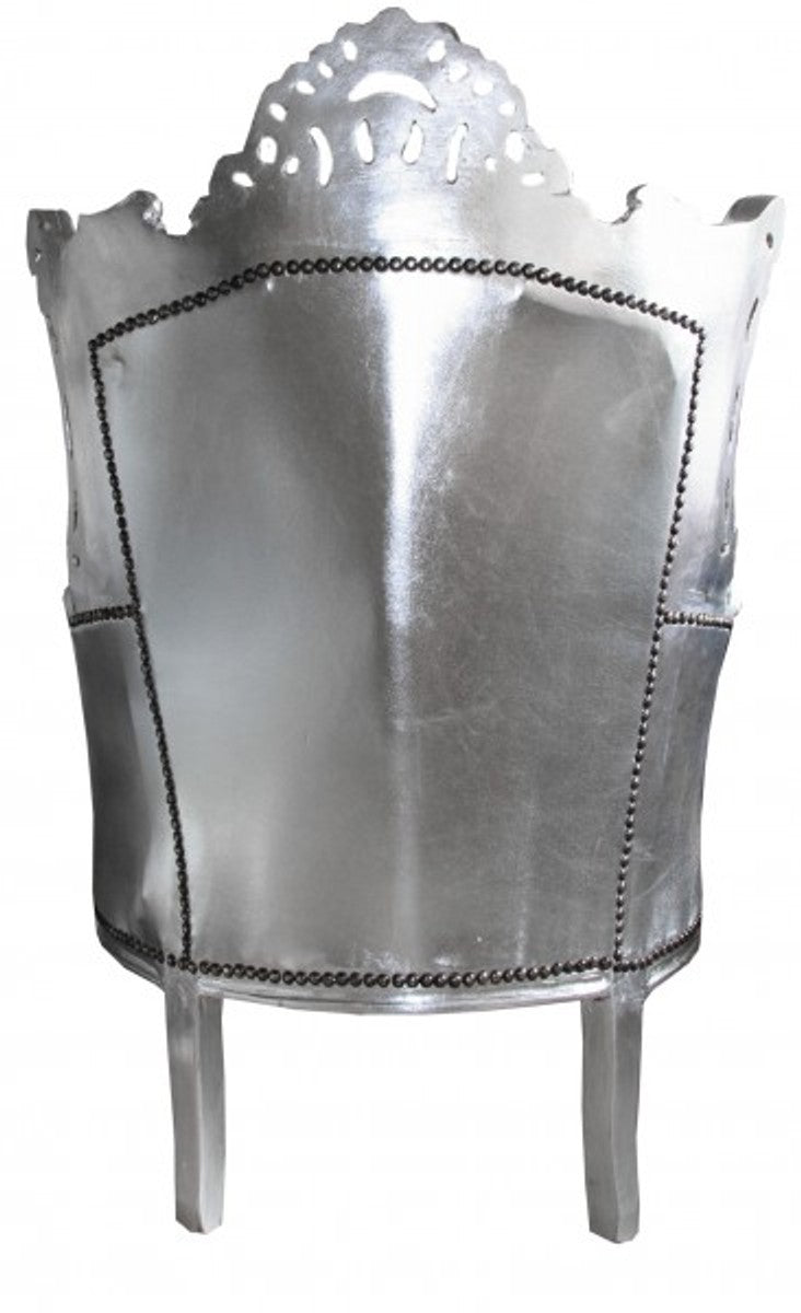 Barock Sessel Al Capone Silber / Silber- Antik Stil