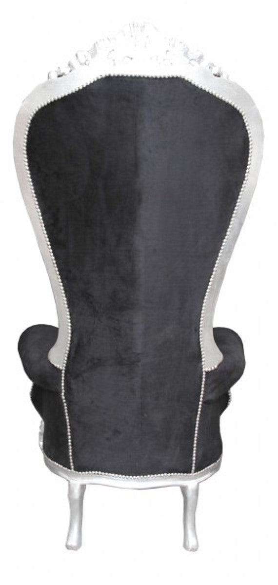 Barock Thron Sessel Majestic Mod2 Schwarz/Silber - Riesensessel -Thron Stuhl Tron