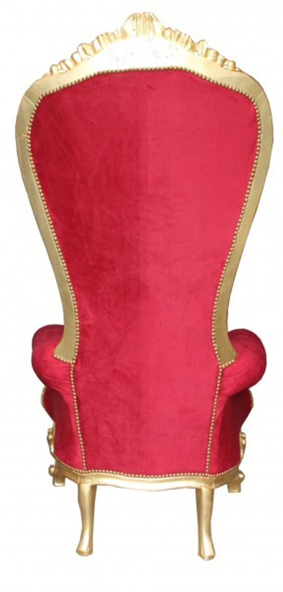 Barock Thron Sessel Majestic Mod2 Bordeaux Rot/Gold - Riesensessel -Thron Stuhl Tron