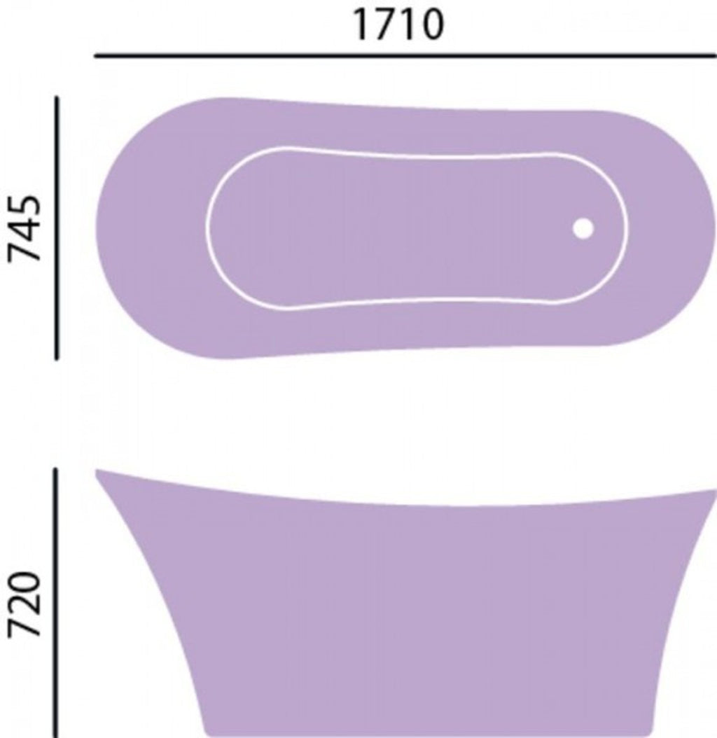 Art Deco Badewanne freistehend Gold Modell He-Hol 1710mm - Freistehende Retro Antik Jugendstil Badewanne