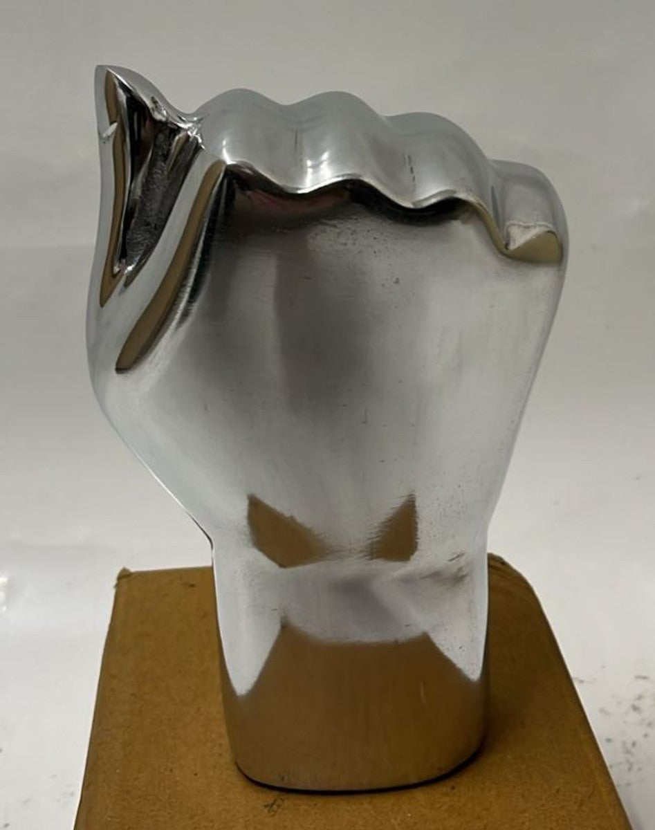 Aluminium Deko Faust Silber H. 17,5 cm - Schreibtisch Deko