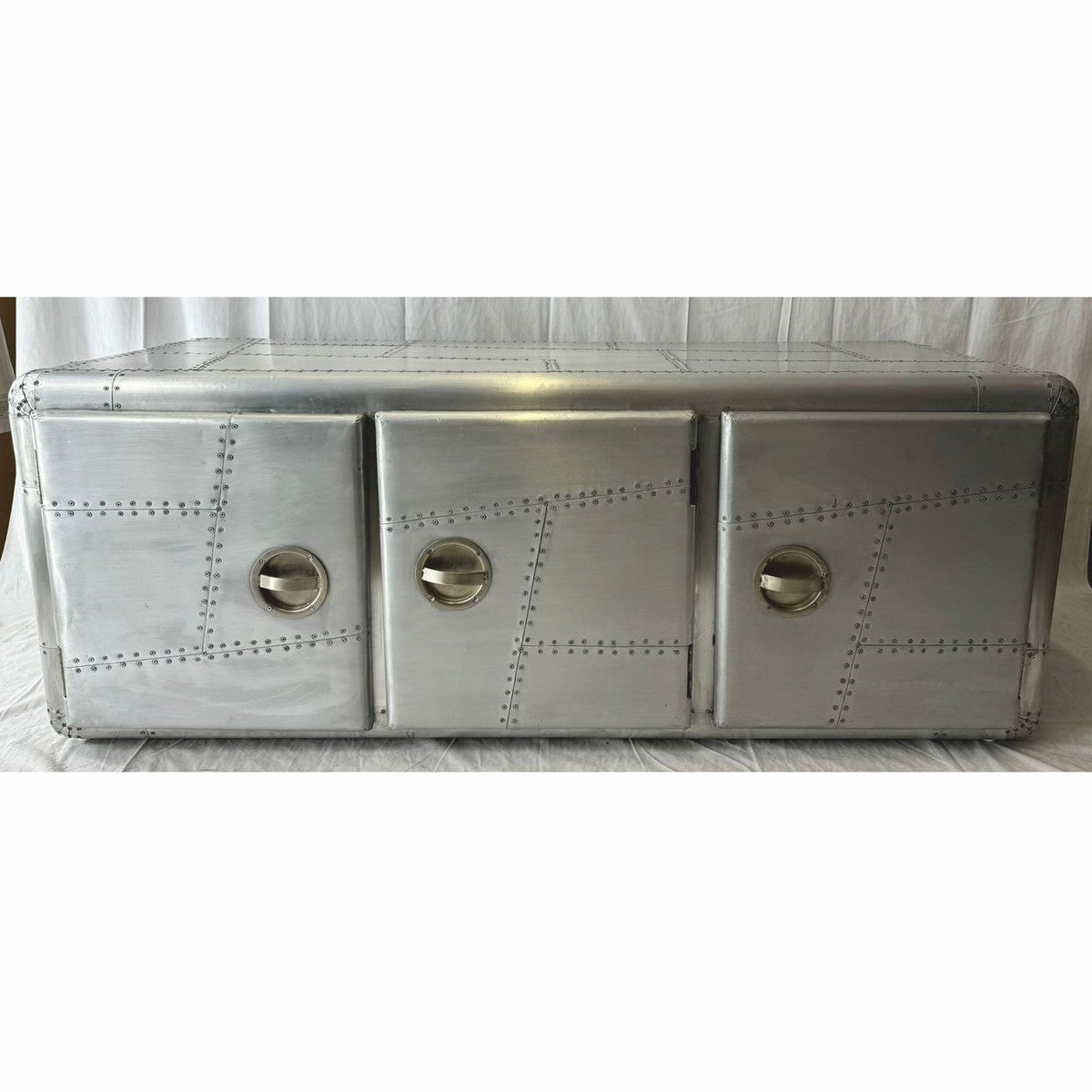 Aluminium Flugzeug Flieger TV Schrank mit 3 Türen Silber 145 cm