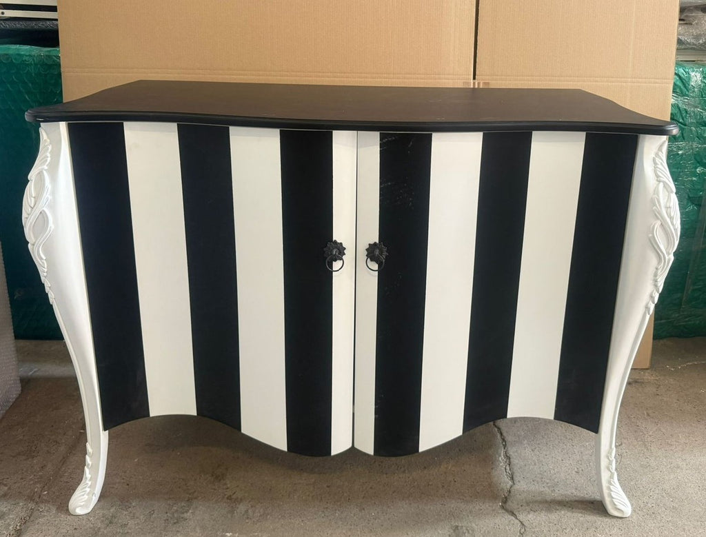 Barock Kommode mit 2 Türen Schwarz / Weiß 120 cm - Barock Möbel