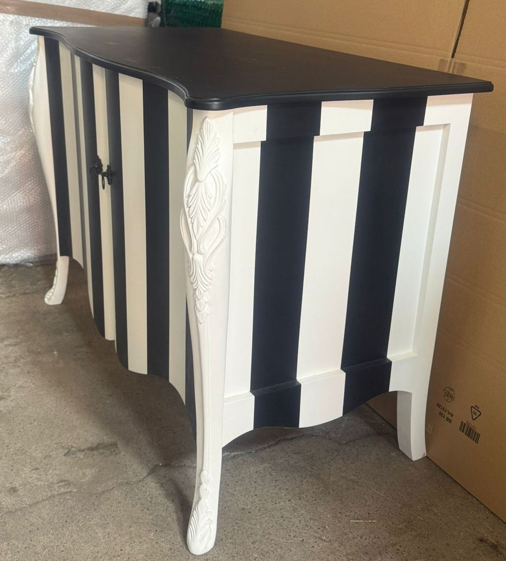 Barock Kommode mit 2 Türen Schwarz / Weiß 120 cm - Barock Möbel