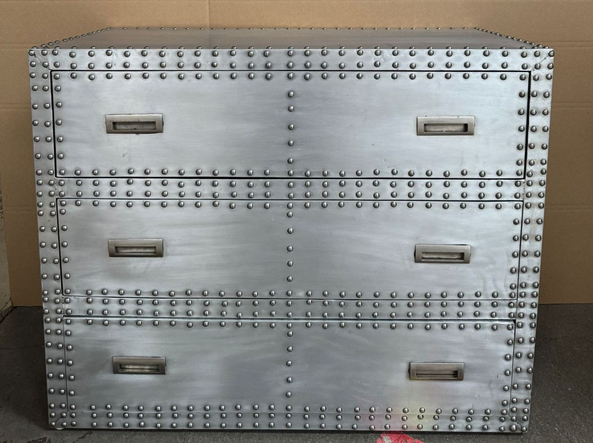 Aluminium Kommode mit 3 Schubladen 100 cm - Aluminium Möbel