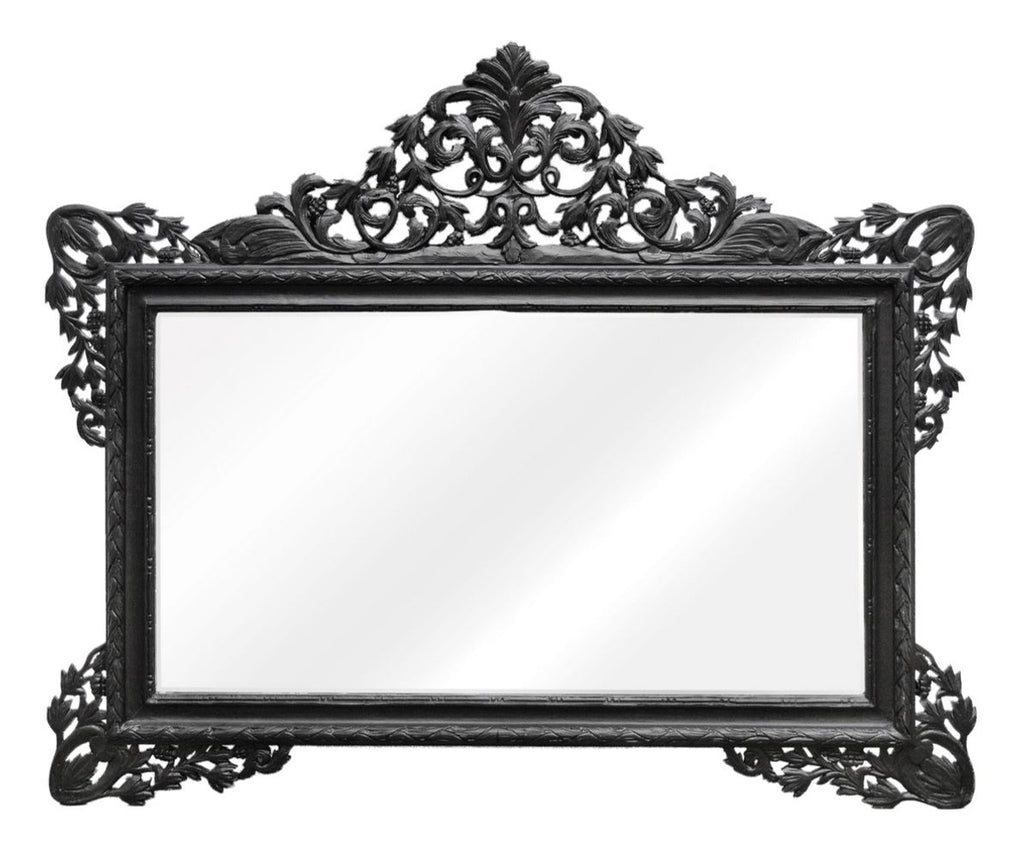 Barock Wandspiegel Schwarz 190 x H. 155 cm - Wohnzimmer Spiegel im Barockstil