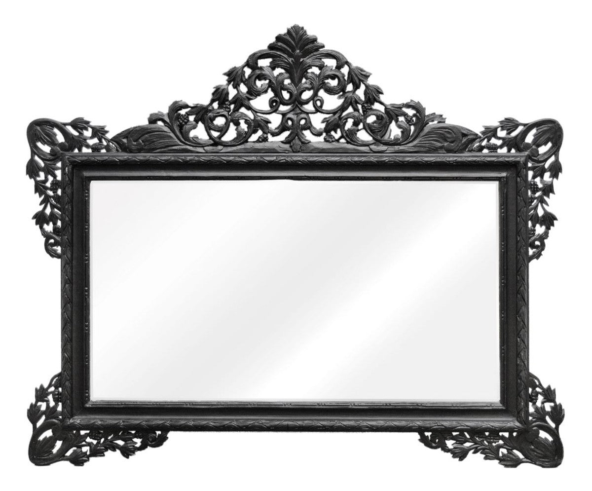 Barock Wandspiegel Schwarz 190 x H. 155 cm - Wohnzimmer Spiegel im Barockstil