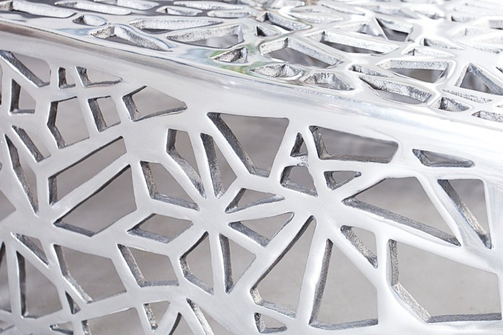 Art Deco Couchtisch Silber Metall 60 x 60 x H. 32 cm - Jugendstil Tisch - Möbel Wohnzimmer