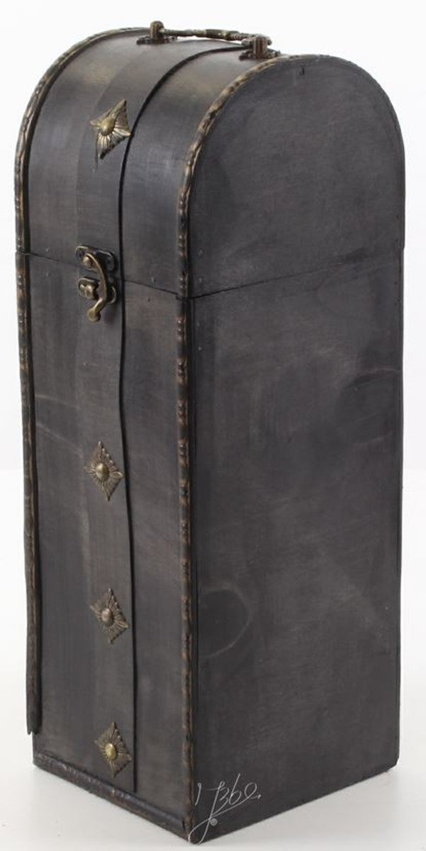 Art Deco Weinkoffer / Weinbox Schwarz 14,5 x 12,5 x H. 37 cm - Holzkoffer