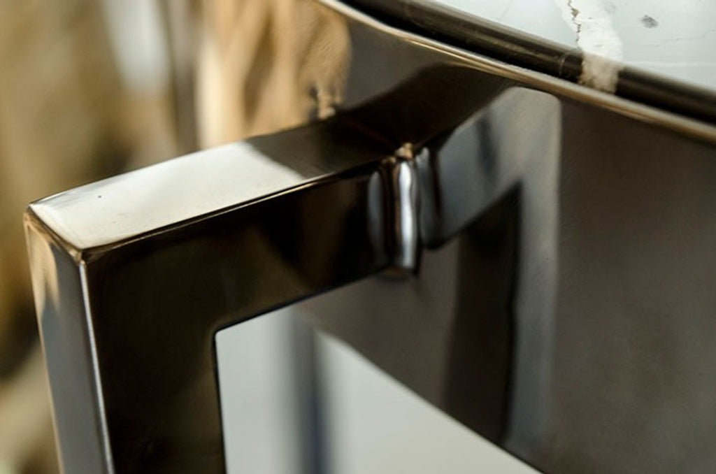 Art Deco Beistelltisch Schwarz Metall / Marmor 65 x 65 cm- Jugendstil Tisch - Möbel Blumentisch