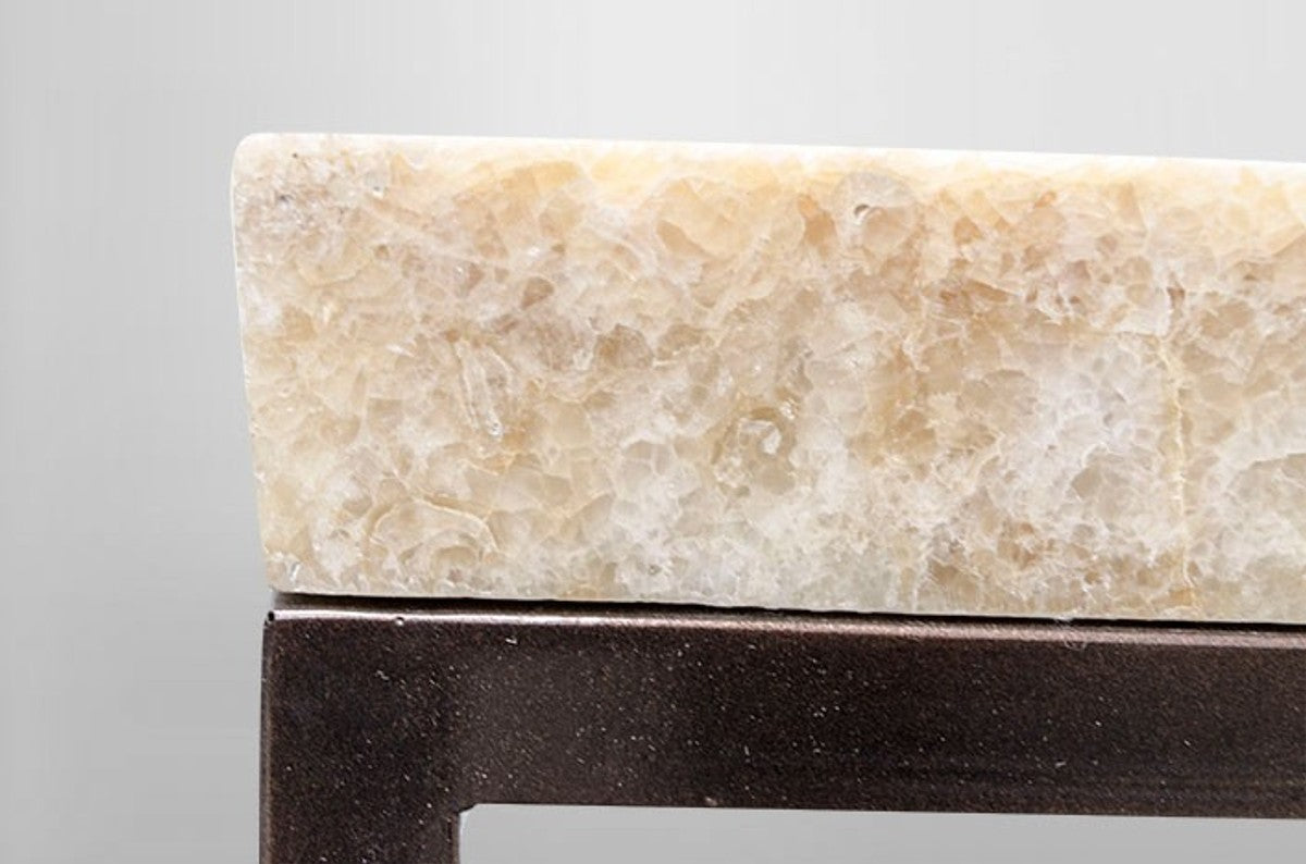 Art Deco Beistelltisch Onyx / Metall 60 x 40 cm- Jugendstil Tisch - Möbel Konsole