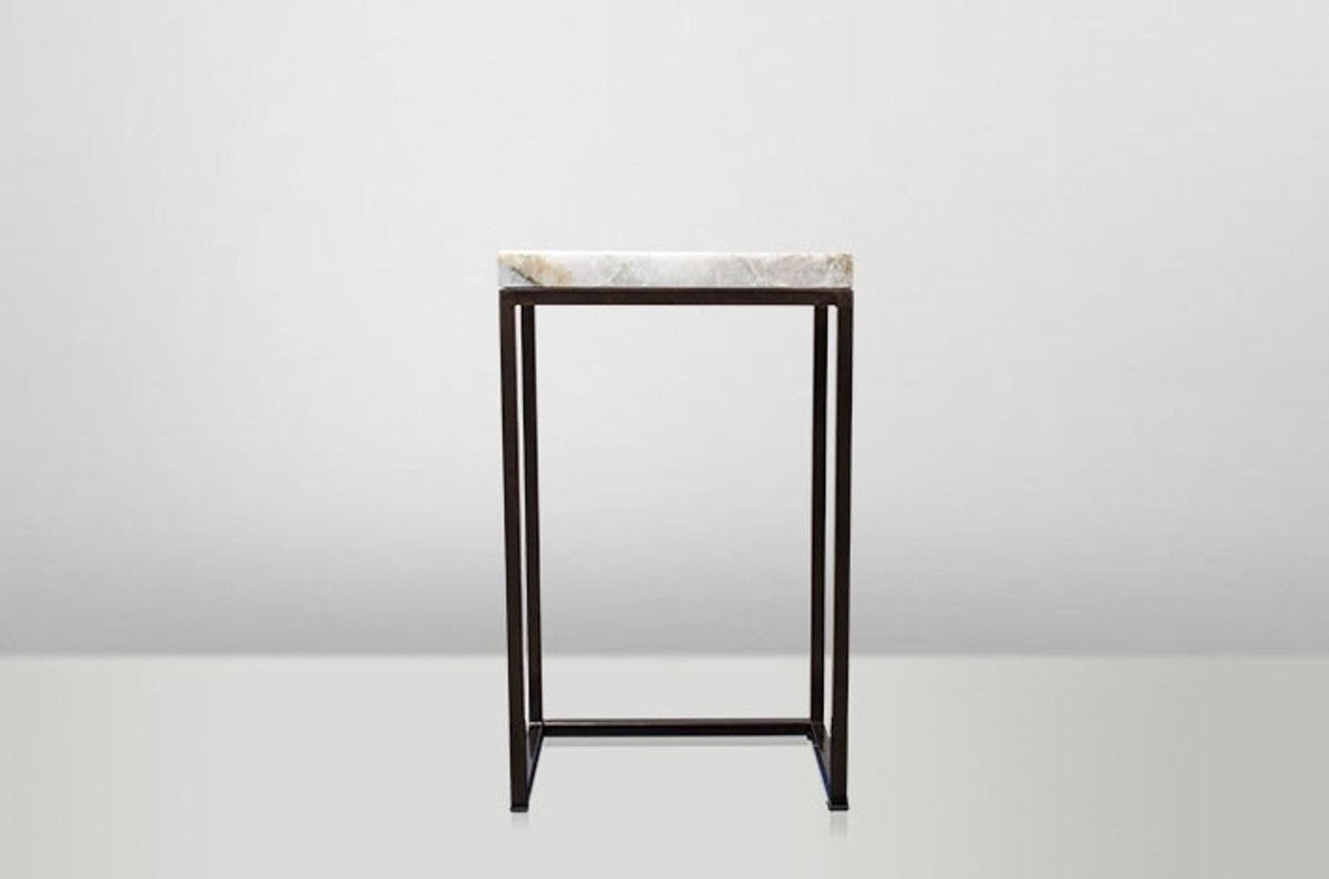 Art Deco Beistelltisch Onyx / Metall 40 x 27 cm- Jugendstil Tisch - Möbel Blumentisch