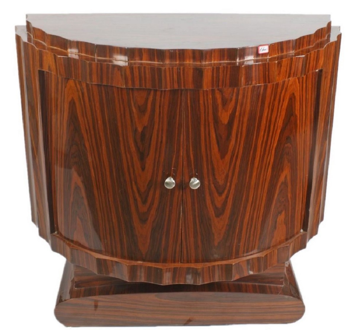 Art Deco Nachttisch Braun 100 x 45 x H. 95 cm - Halbrunder Mahagoni Beistelltisch mit 2 Türen - Luxus Qualität