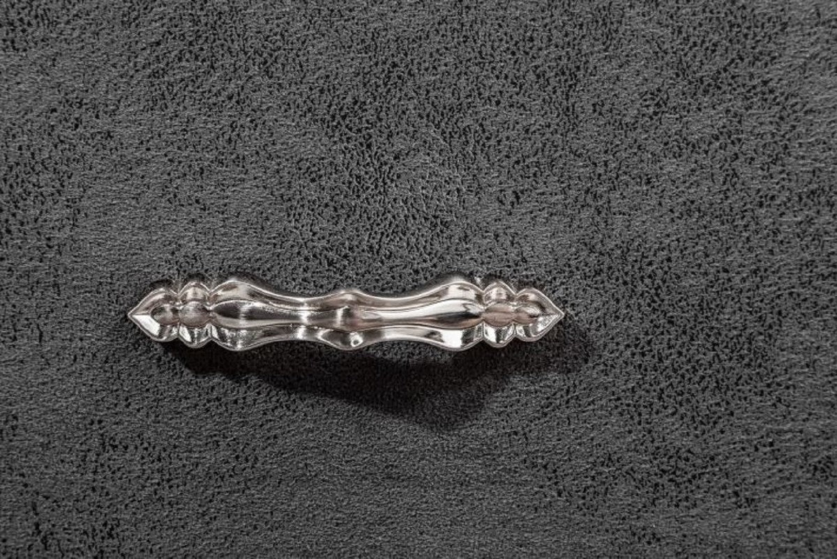 Art Deco Nachttisch mit Schublade und Glasplatte Antik Grau / Silber 47 x 41 x H. 45 cm - Schlafzimmermöbel