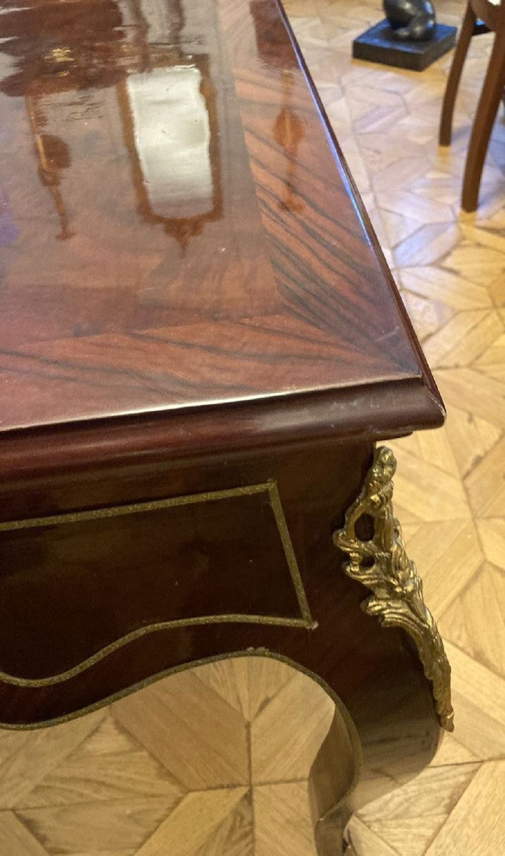 Barock Beistelltisch mit Schach & Backgammon Spielfläche Dunkelbraun / Braun / Messing 60 x 60 x H. 71 cm - Antik Stil Möbel - Barock Möbel - Edel & Prunkvoll