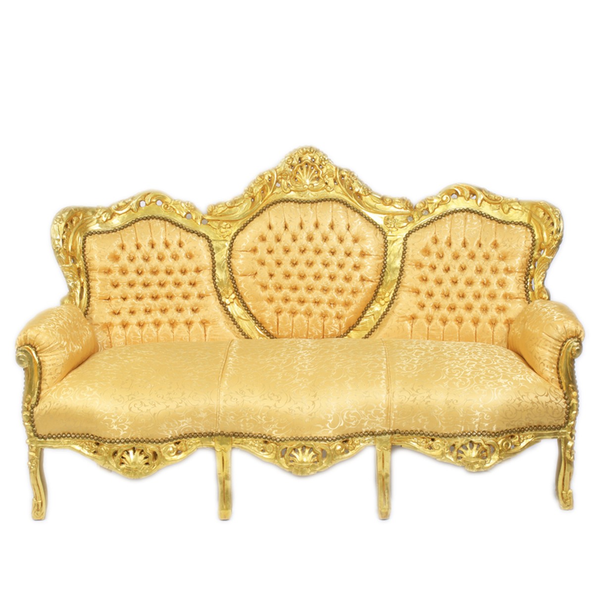 Barock 3-er Sofa King Gold Muster / Gold - Möbel Barock