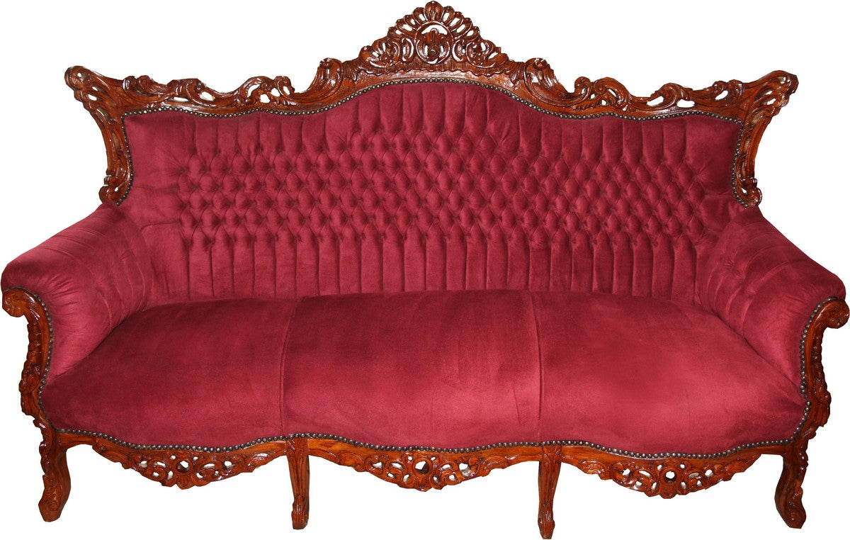 Barock 3-er Sofa Master in Bordeaux / Braun - Wohnzimmer Möbel Couch Lounge - Limited Edition
